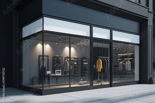 Modern shop storefront photo-realistic, generative ai