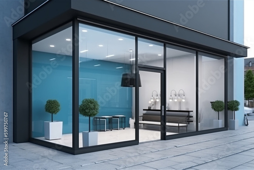 Modern shop storefront photo-realistic, generative ai