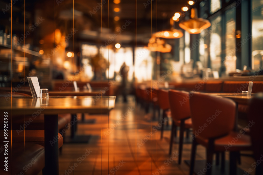 Restaurant blurry background object highlight, generative ai Restaurant blurry background object highlight, generative ai