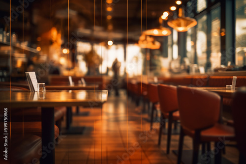 Restaurant blurry background object highlight, generative ai