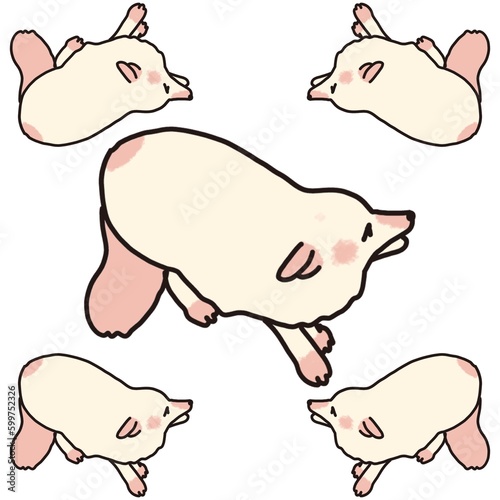 A drawing of a dog with an orange-brown pattern used as a fabric pattern pattern.