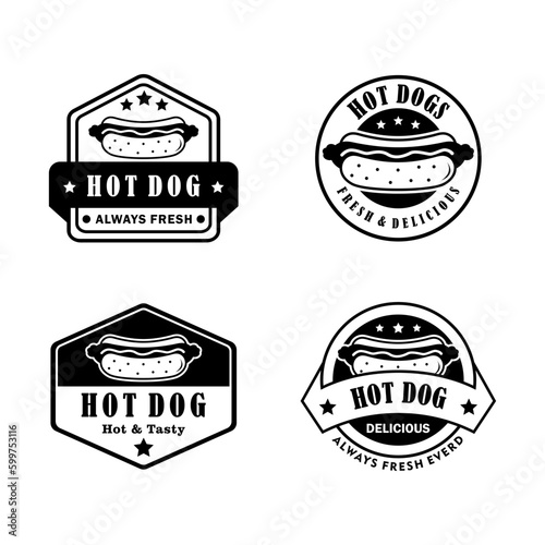 Hotdog logo stock vector set black and white
