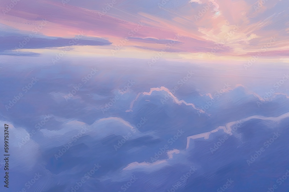Naklejka premium scenic sky with fluffy clouds in the background Generative AI