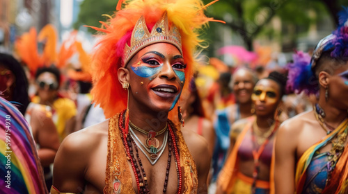 LGBTQ+ Pride Parade participants. Generative AI