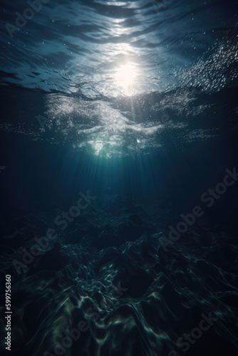 Sunlight penetrates the surface of the water and reaches the bottom.