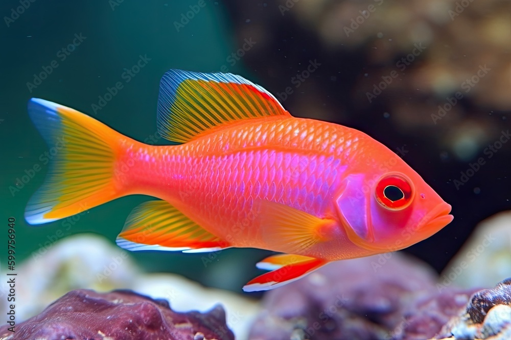 colorful fish swimming in an aquarium Generative AI