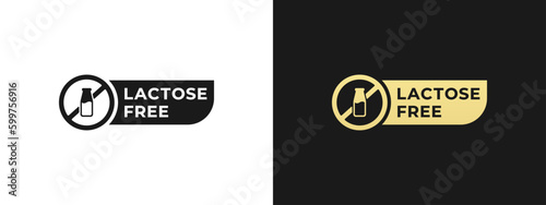 Lactose free label or Lactose free sign vector isolated in flat style. Best Lactose free label vector for product packaging design element. Simple Lactose free sign for packaging design.