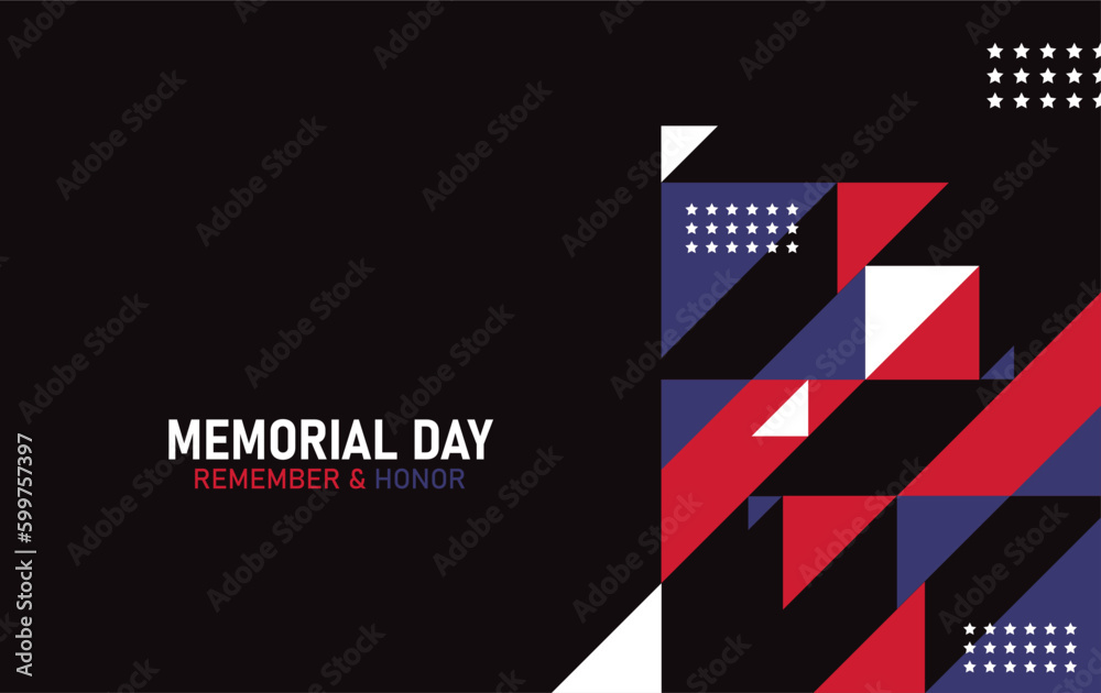 Obraz premium Memorial day background with geometric elements and space for text. Vector illustration