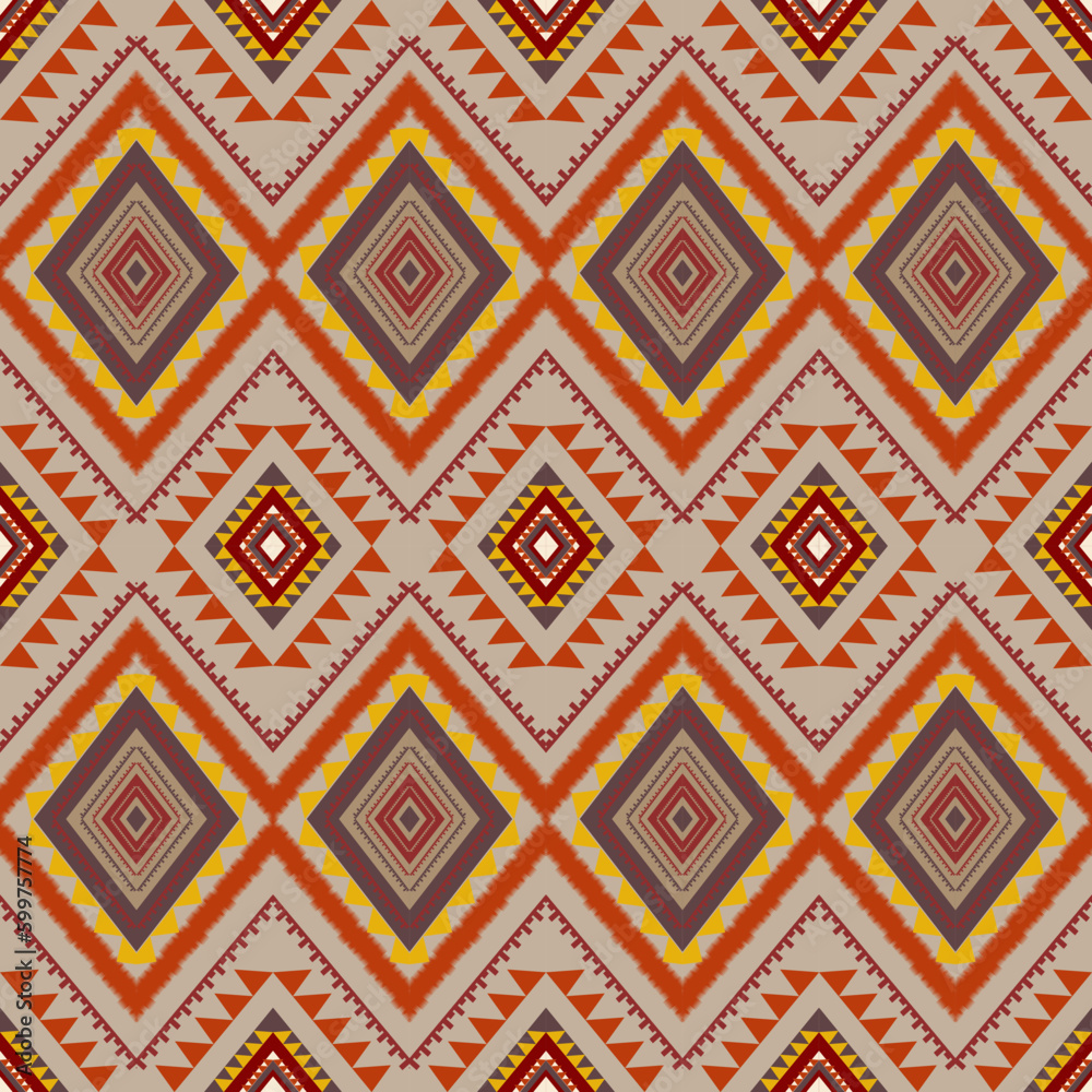 Seamless geometric pattern for background, rug, wallpaper, clothing, wrap, batik, fabric, vector illustration. Embroidery style.