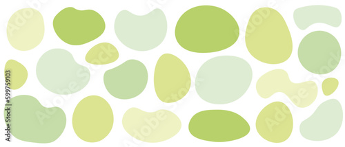 シェイプ 抽象的な形 丸 変形 セット 黄緑 緑 シンプル