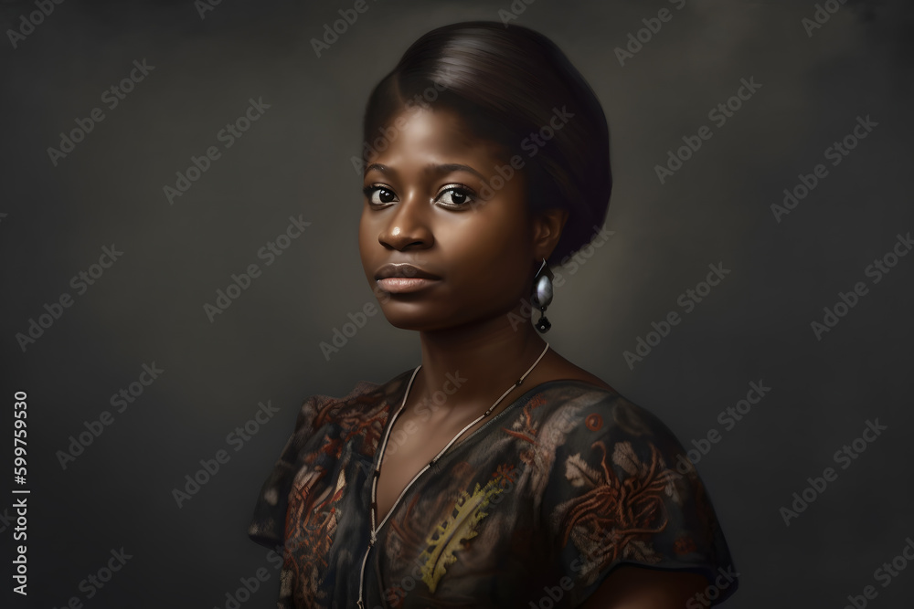 Beautiful African woman in ethnic dress. Neural network AI generated ...