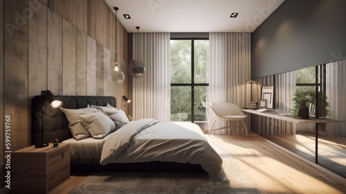 interior design ideas master bedroom luxury classic style daylight clear clean house beautiful interior background, image ai generate © VERTEX SPACE