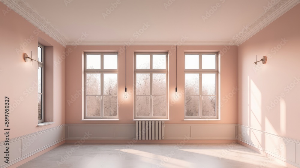 Obraz premium room interior mockup empty room with accent color wall daylight interior ideas concept,image ai generate