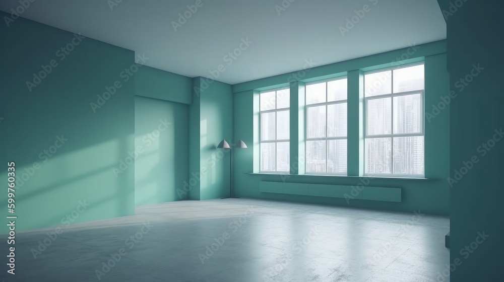 Fototapeta premium room interior mockup empty room with accent color wall daylight interior ideas concept,image ai generate