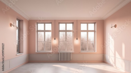 room interior mockup empty room with accent color wall daylight interior ideas concept,image ai generate