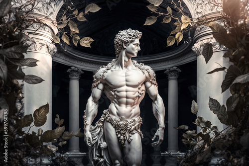 Apollo. Historical Old and Ancient Mythology - Olympic Gods. Greek rulers and lords , heavenly powers, kings. ancient third generation gods, supreme deities who dwelt on mount olympus. Generative AI photo