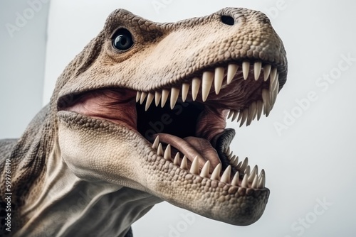 roaring dinosaur with open jaws and sharp teeth Generative AI © 2rogan