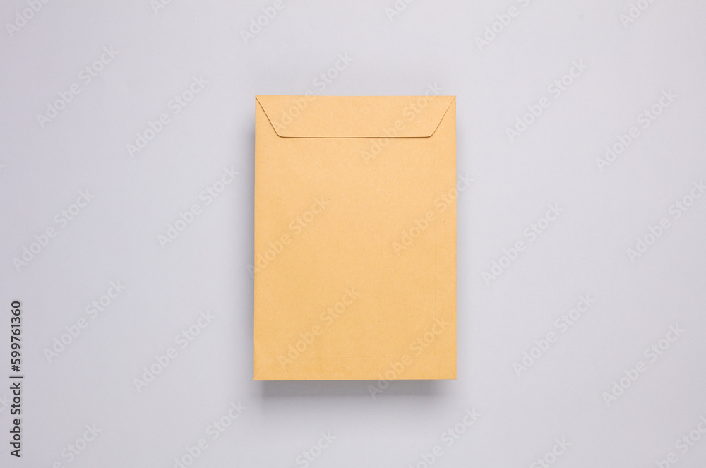 Craft postal envelope on a gray background Craft postal envelope on a gray background