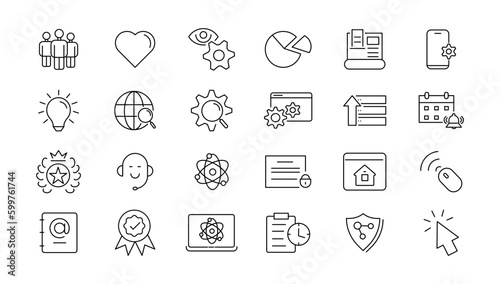 Outline web icons set - Search Engine Optimization. Thin line web icon collection. Simple vector illustration.