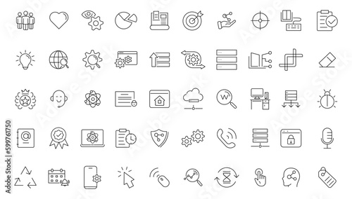 Outline web icons set - Search Engine Optimization. Thin line web icon collection. Simple vector illustration.