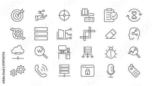 Outline web icons set - Search Engine Optimization. Thin line web icon collection. Simple vector illustration.