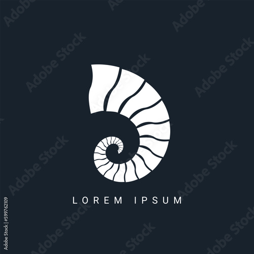 Nautilus shell logo Isolated background