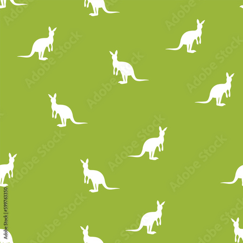 Vector flat illustration with silhouette kangaroo and baby kangaroo. Seamless pattern on color background. Design for card  poster  fabric  textile. Pray for Australia and animals
