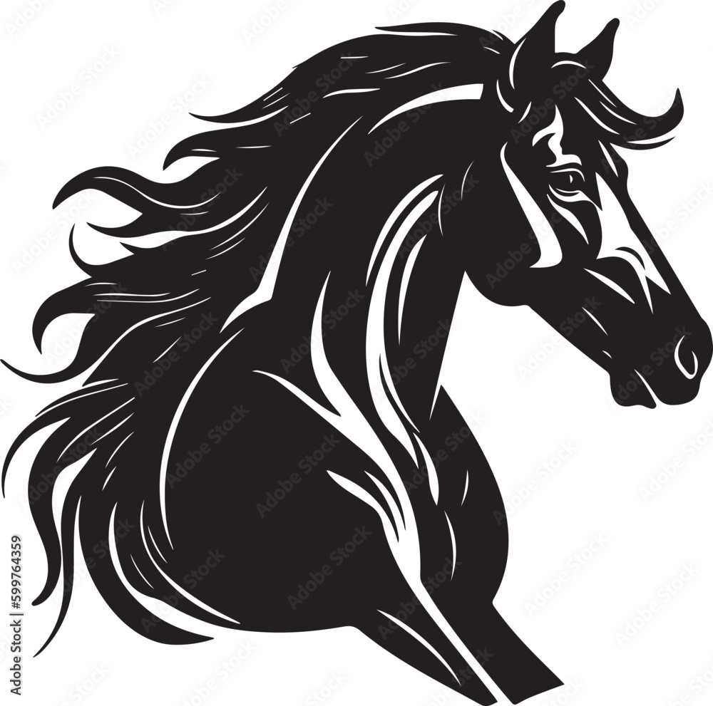 Fototapeta premium Retro Horse head Vector illustration, on a white background, SVG