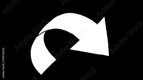 Curve to right white sketch hand drawn arrow with Alpha channel