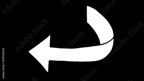Curve under to left white sketch hand drawn arrow with Alpha channel