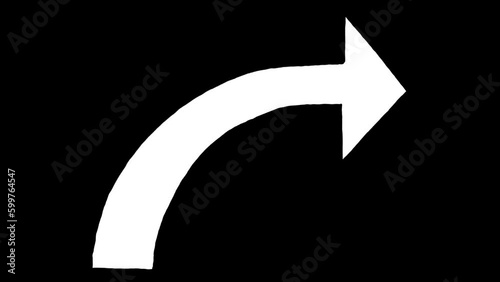 Right white sketch hand drawn arrow with Alpha channel