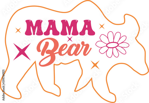 Mama bear with flower outline t-shirt, mug, bag, sicker design