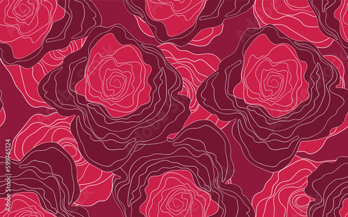 Spring colorful vector illustration with roses. Cartoon style. Fashion print for wallpaper, fabric, textile. Minimal linear style