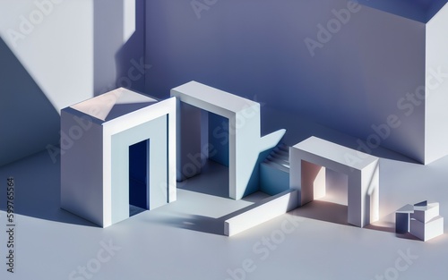 3D Puzzle House - White and Blue