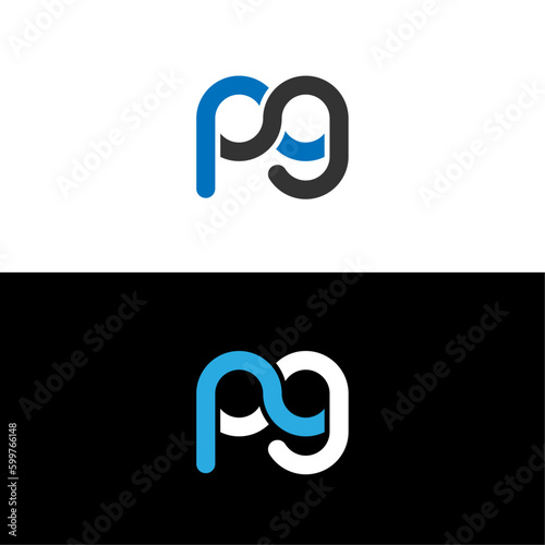 Initial lowercase letter pg, linked circle rounded logo design template