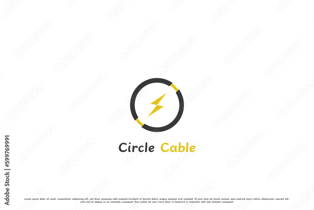 Electric cable logo design illustration. Simple flat silhouette of