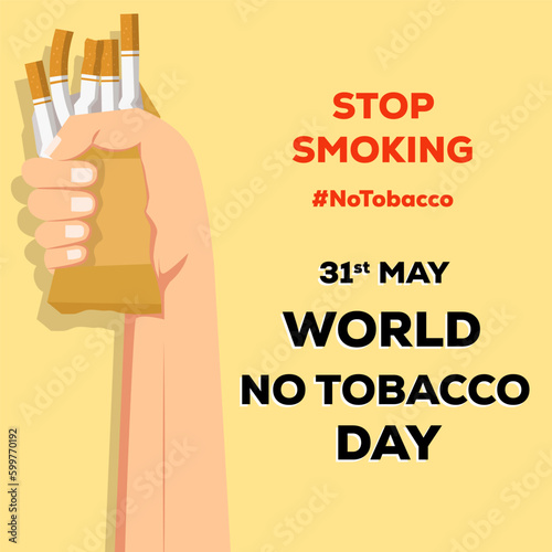 world no tobacco day in flat design with hand squeeze cigarettes