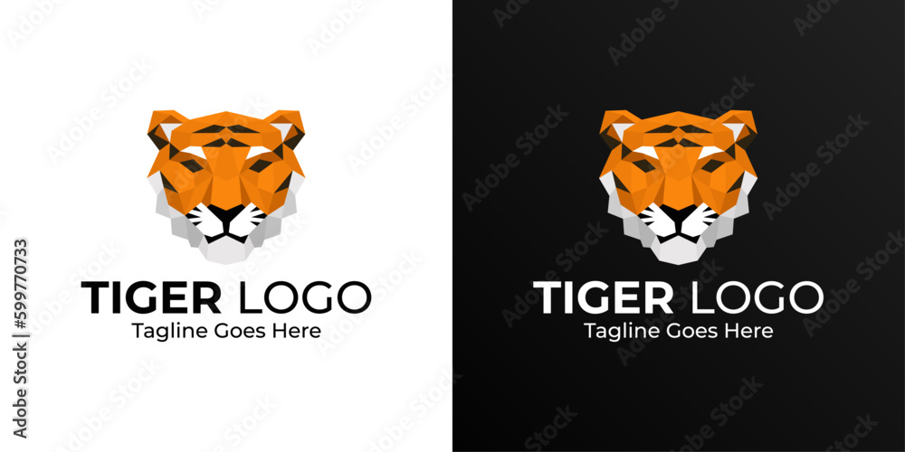 Fototapeta premium Tiger Low Poly Logo Design. Polygonal Design. Geometric Design. Modern Logo 