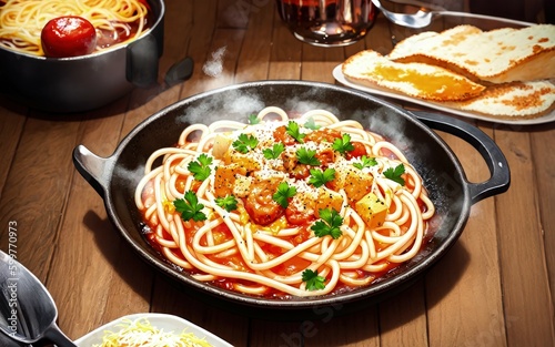 Delicious Pasta Dish with Meatballs and Spaghetti