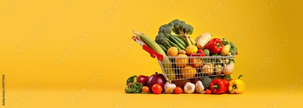 Obraz premium vegetables in a shopping bag, with Generative AI 
