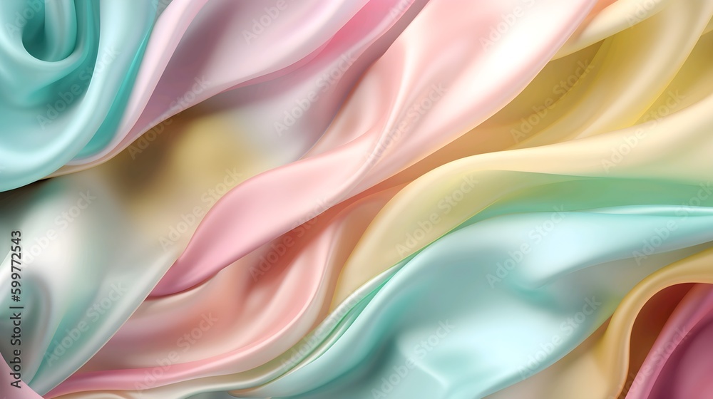Abstract colorful silk or satin fabric texture in pastel colors. Generative ai illustration