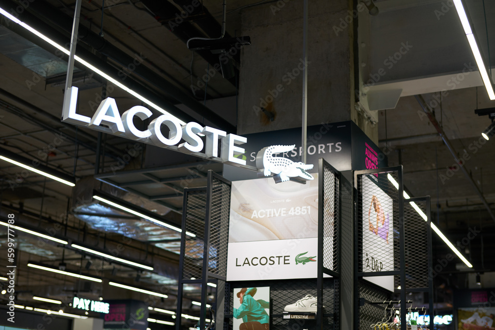 PATTAYA THAILAND CIRCA APRIL 2023 Lacoste sign as seen at