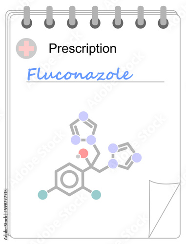 Medical prescription pad. Simplified formula icon of fluconazole. photo