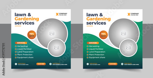 lawn care landscape and gardening social media post design flyer, best lawn care Service business flyer, lawn maintenance social media post