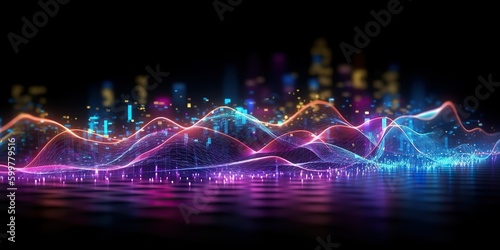 3d render Abstract futuristic background with blurry glowing wave and neon lines Spiritual energy © Yan