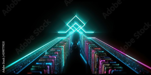 3d render abstract futuristic neon background with glowing ascending lines Fantastic wallpaper