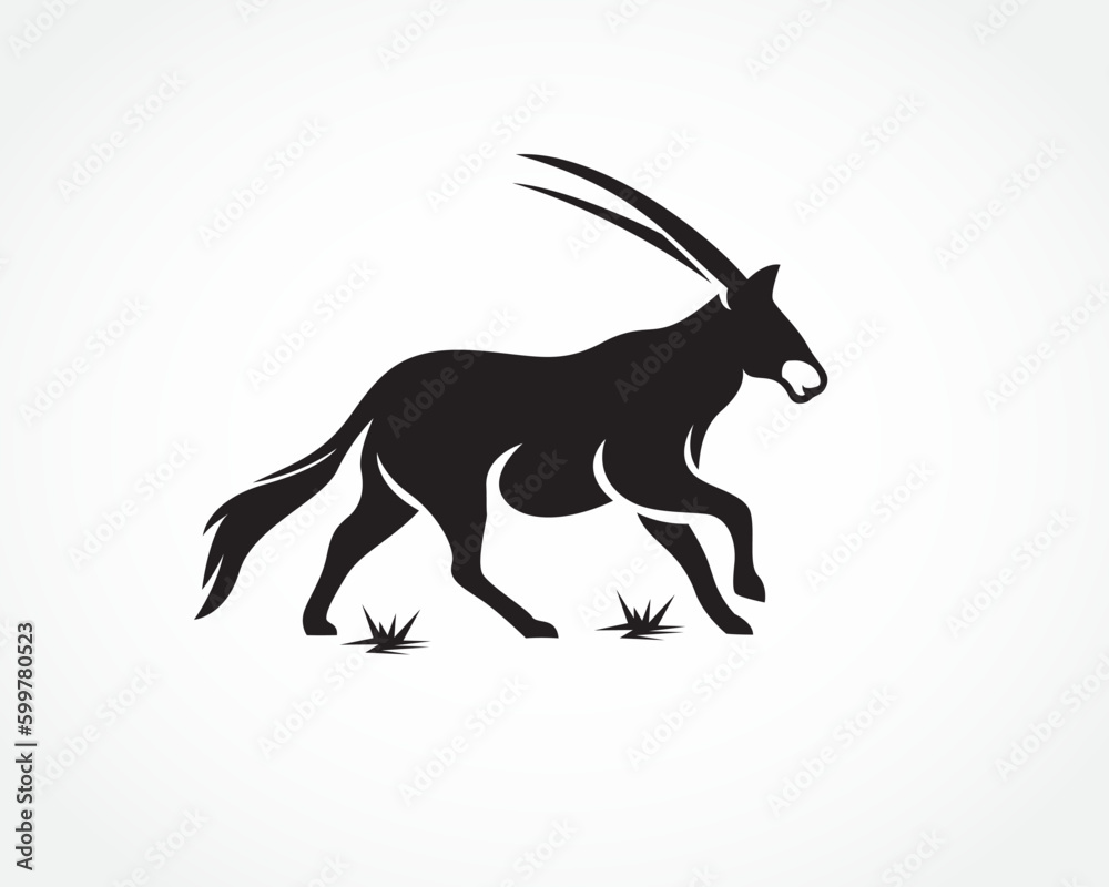 silhouette walking oryx logo design template illustration inspiration