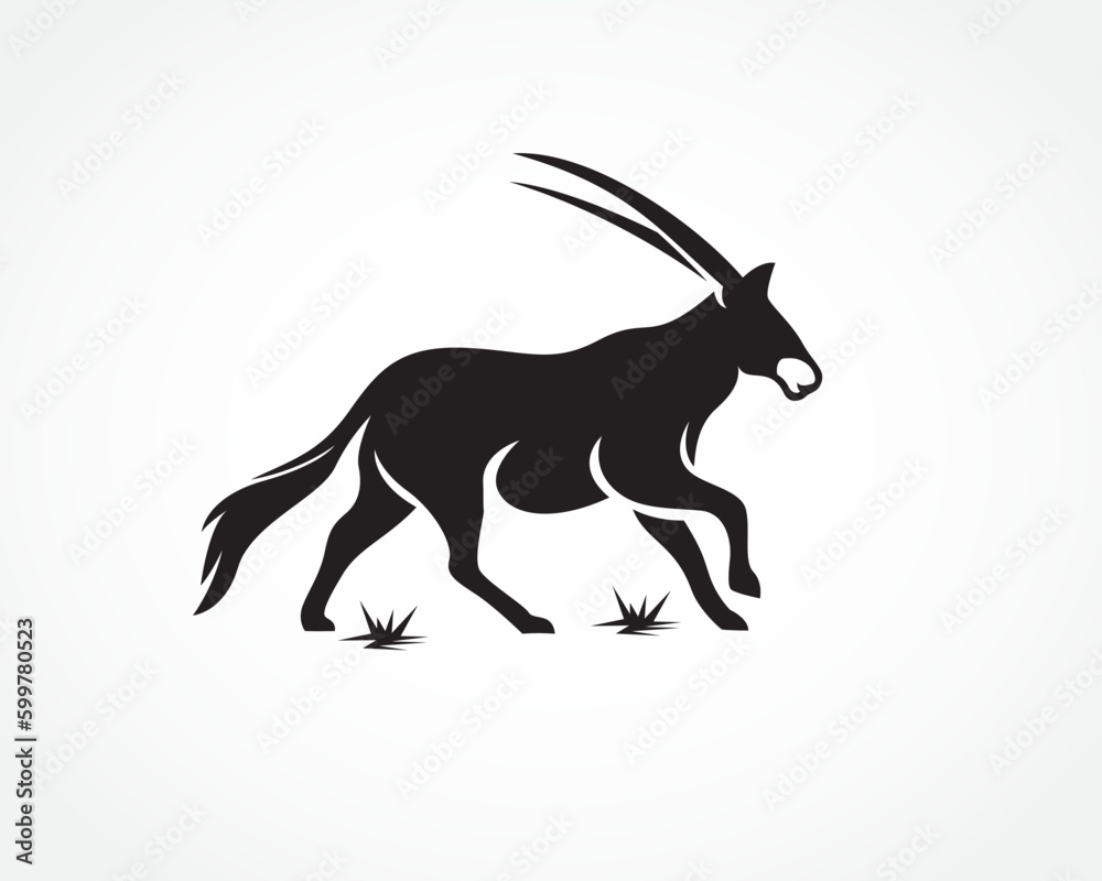 Fototapeta premium silhouette walking oryx logo design template illustration inspiration