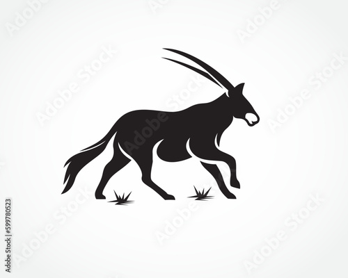 silhouette walking oryx logo design template illustration inspiration