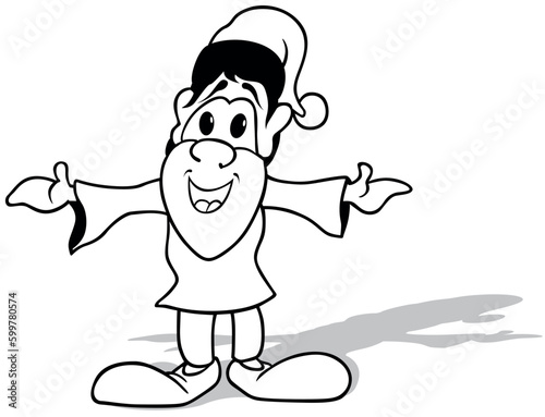 Drawing of a Dwarf with Open Arms